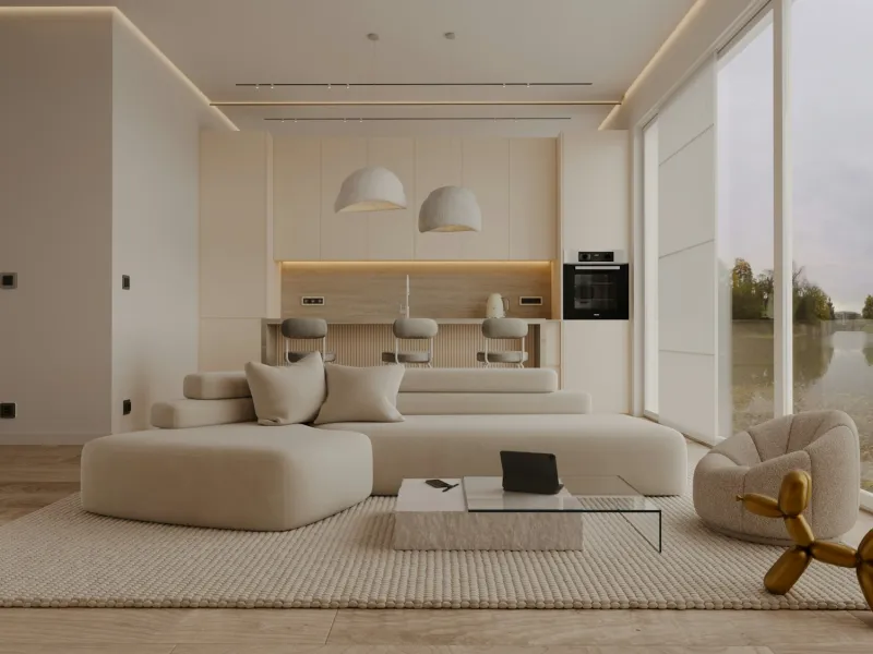 Séjour d'un appartement témoin