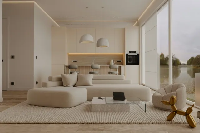 Séjour d'un appartement témoin