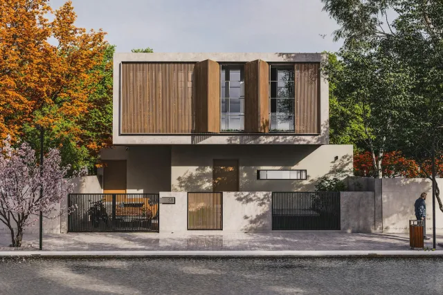 Maison en béton et bois
