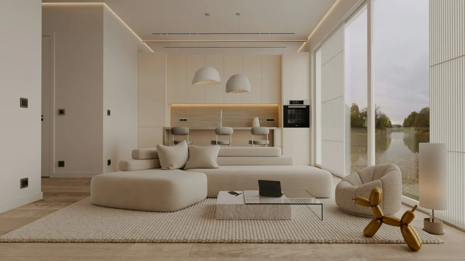 Séjour d'un appartement témoin